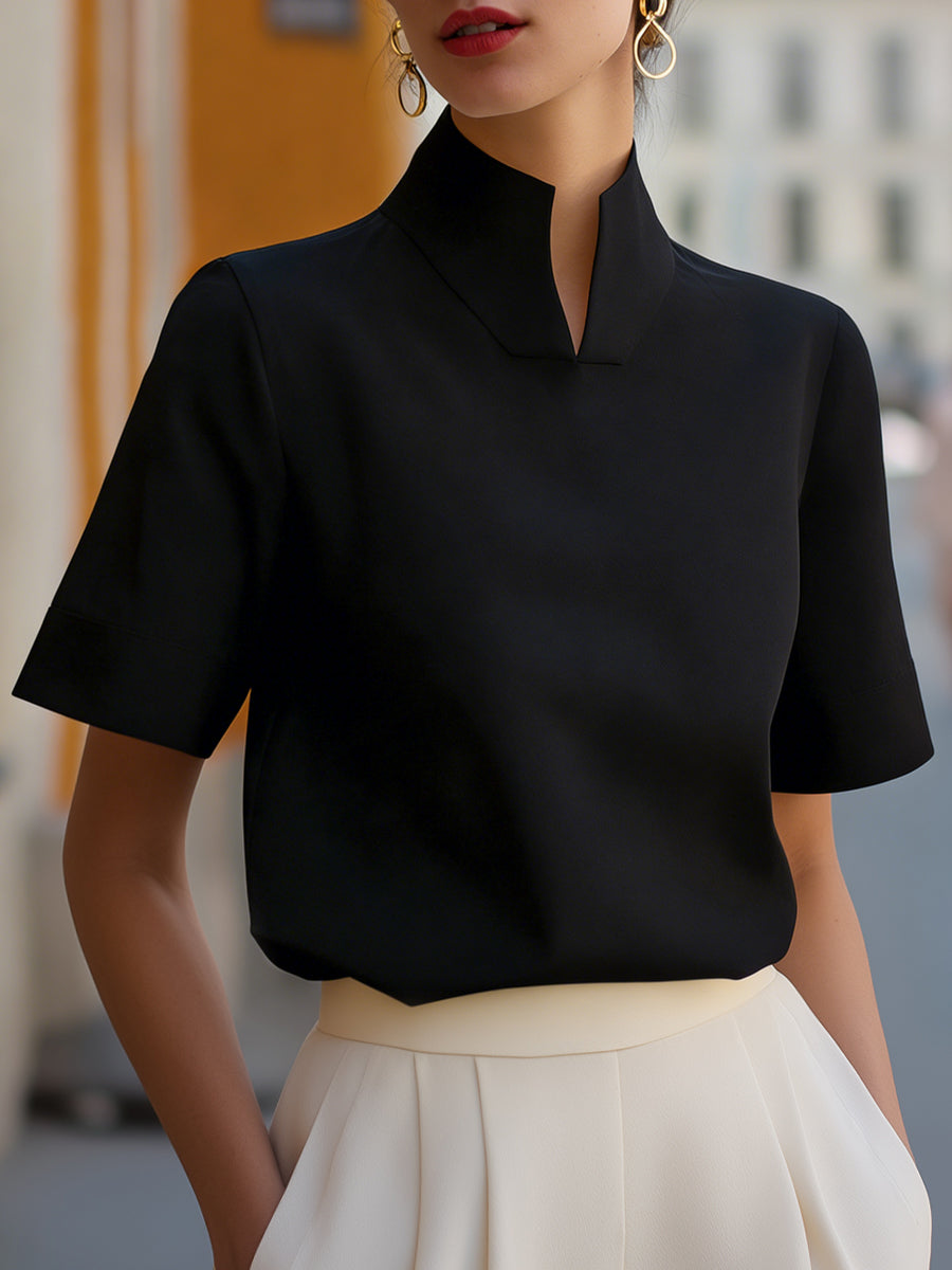 Blusa estructurada con cuello mao