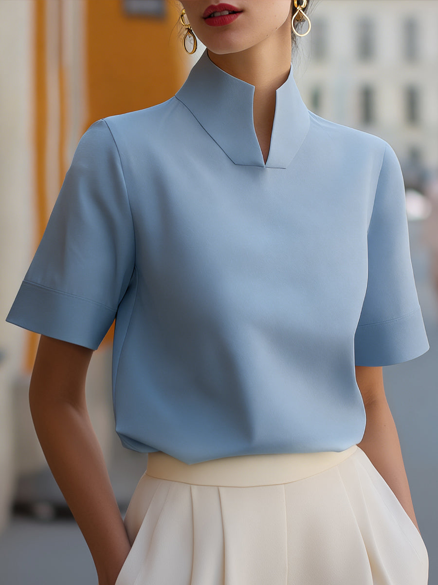 Blusa estructurada con cuello mao