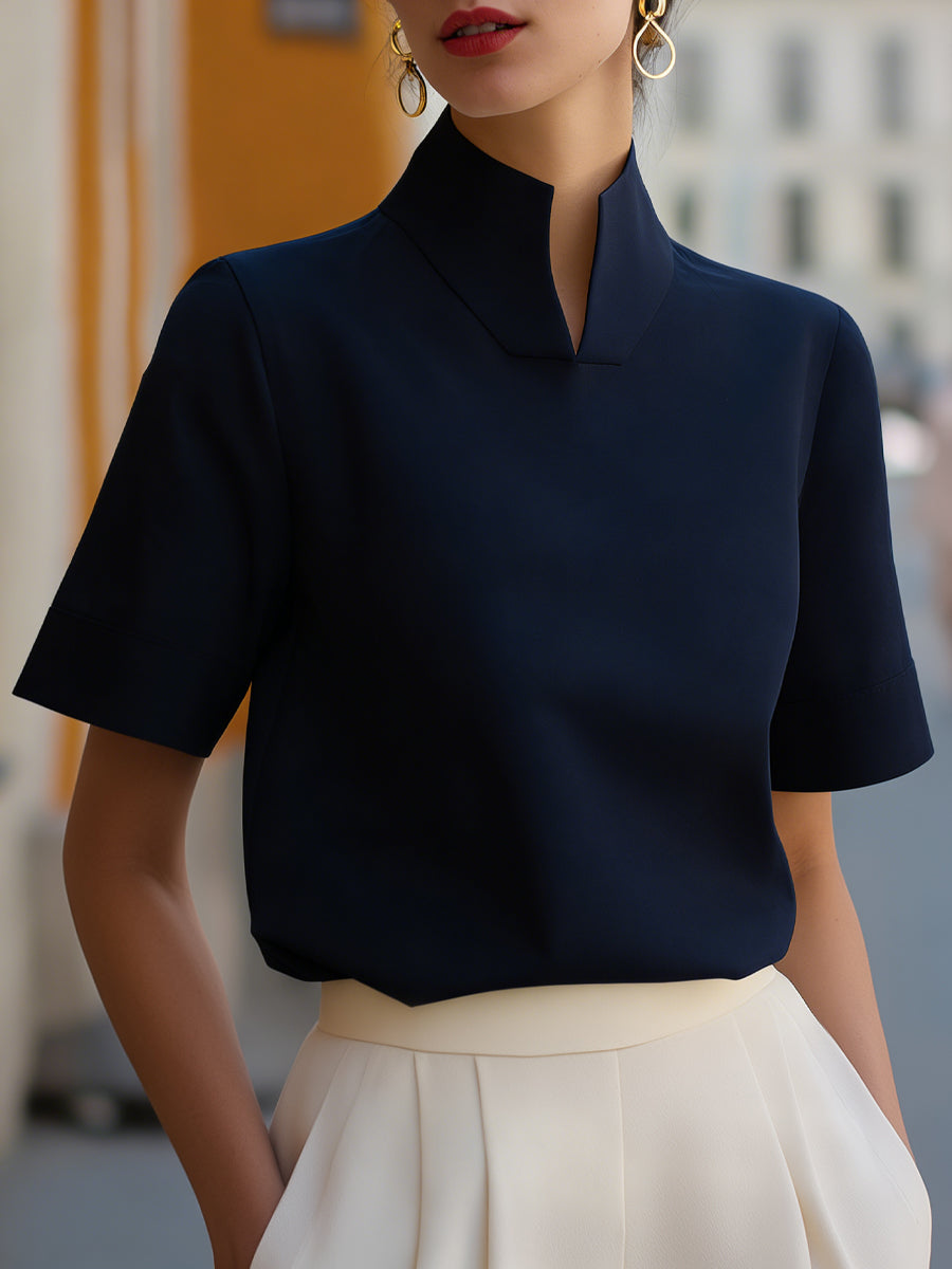 Blusa estructurada con cuello mao
