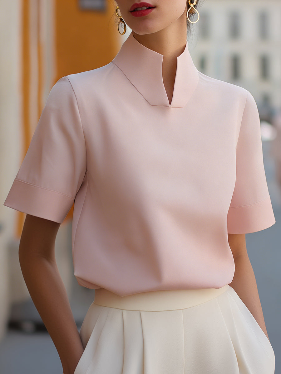 Blusa estructurada con cuello mao