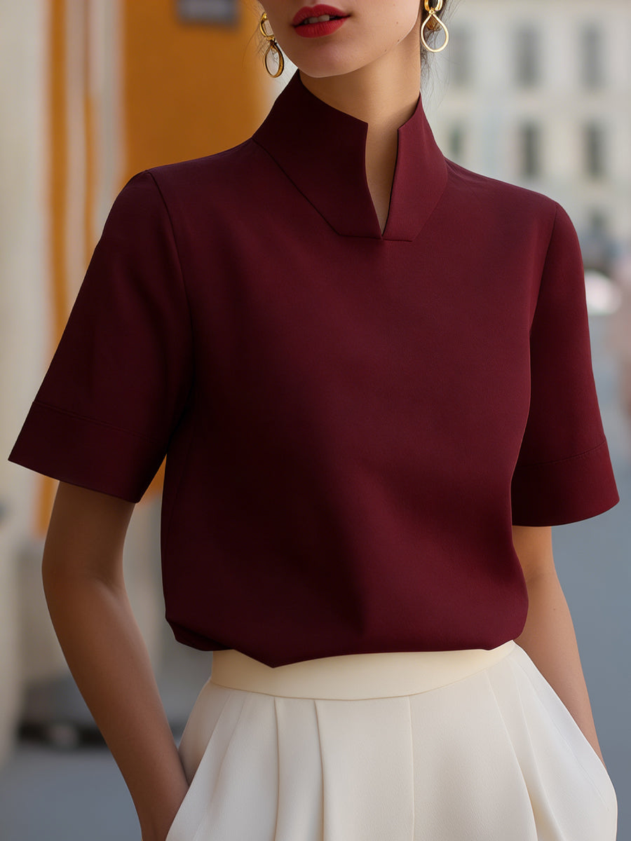 Blusa estructurada con cuello mao