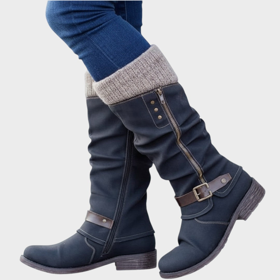 Gloria | Bota de Caña Alta con Detalle de Malla Trenzada