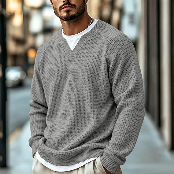 Dario · Camiseta de punto gofre con cuello de pico