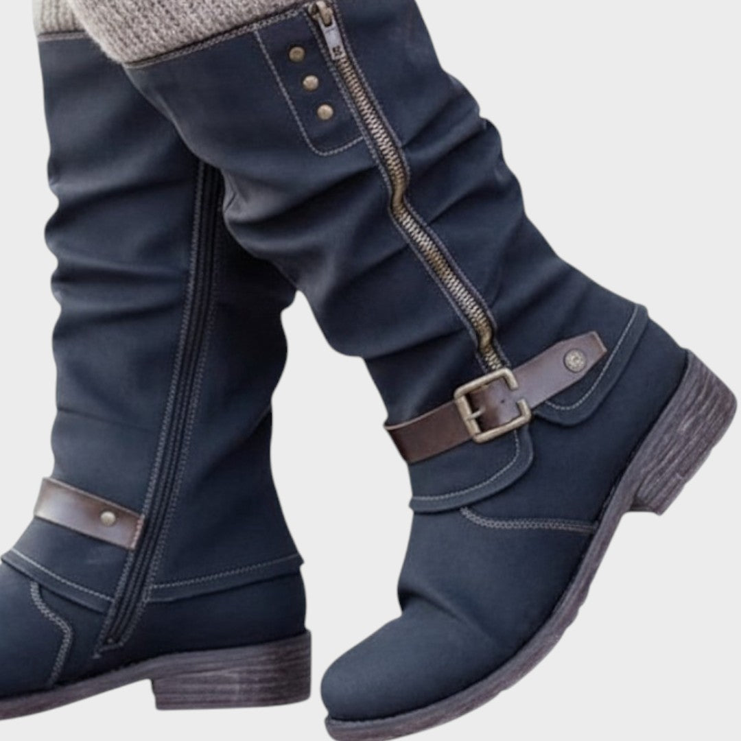 Gloria | Bota de Caña Alta con Detalle de Malla Trenzada