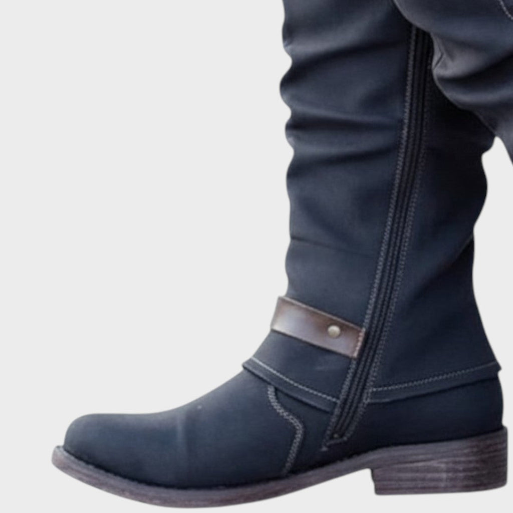 Gloria | Bota de Caña Alta con Detalle de Malla Trenzada