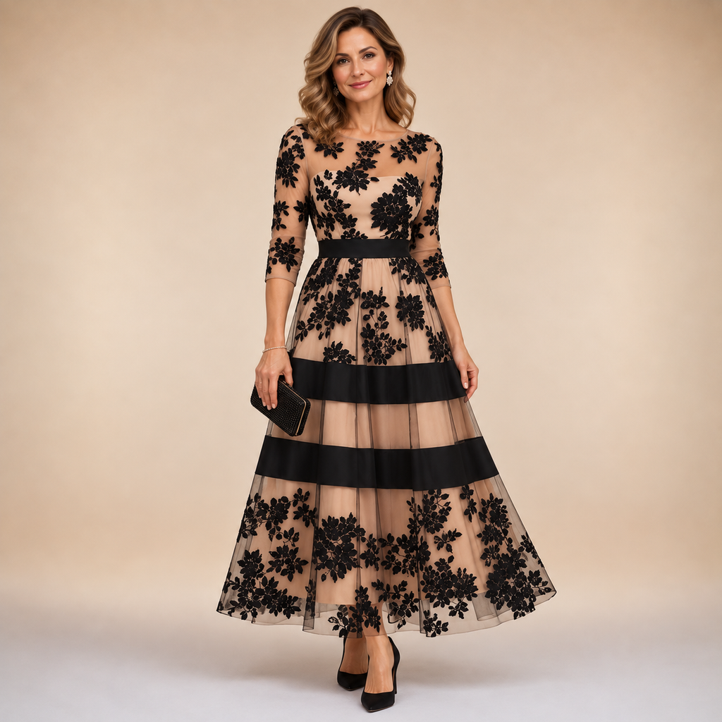 Adeline · Vestido midi de encaje floral
