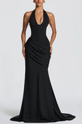 Adela · Vestido largo halter drapeado