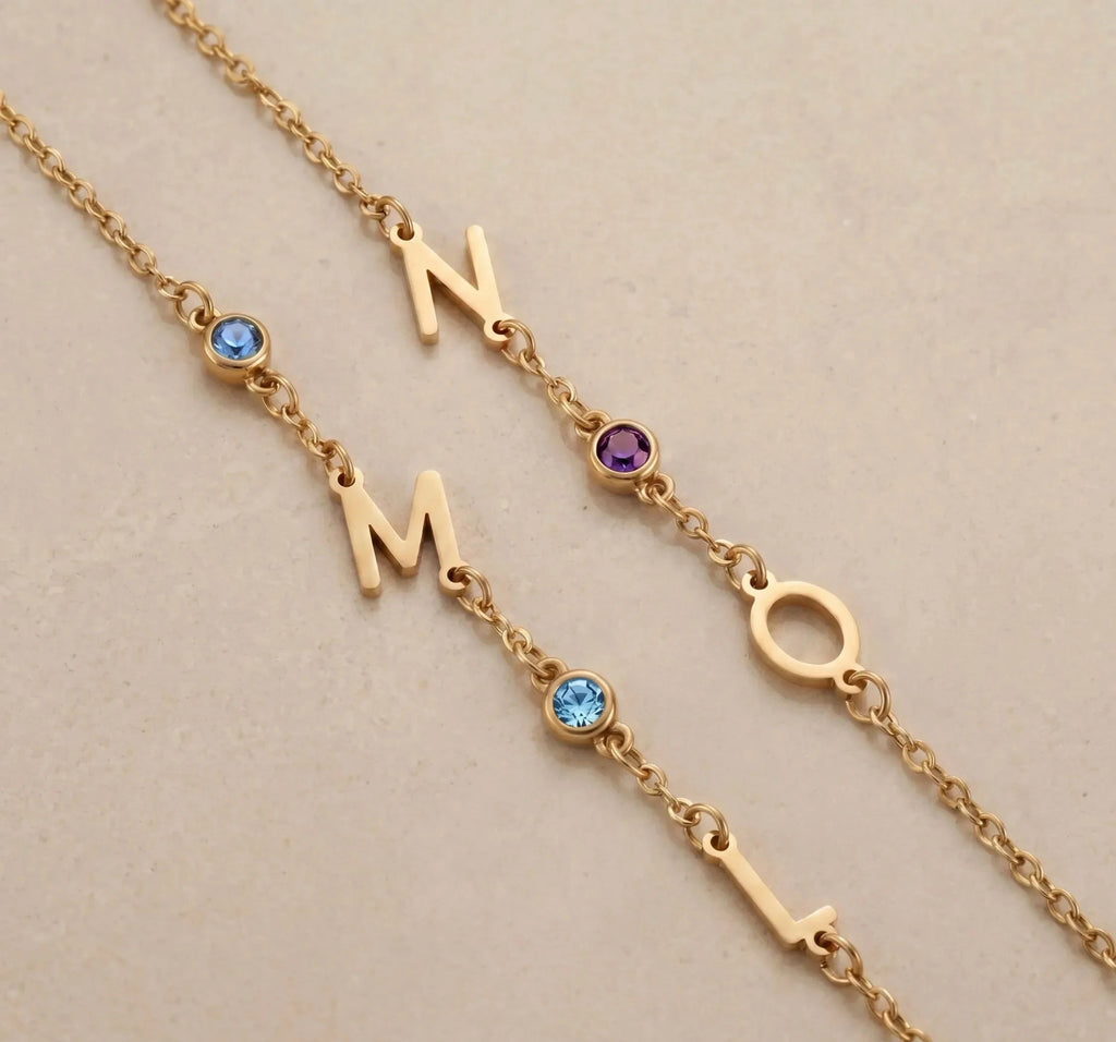 Sideways Pulsera con piedras de nacimiento