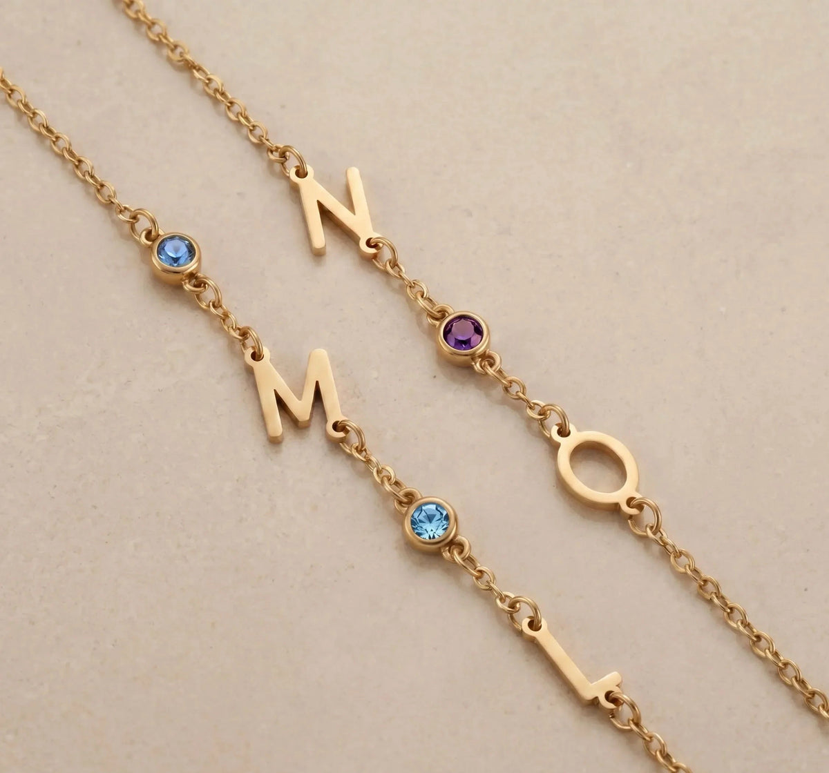 Sideways Pulsera con piedras de nacimiento
