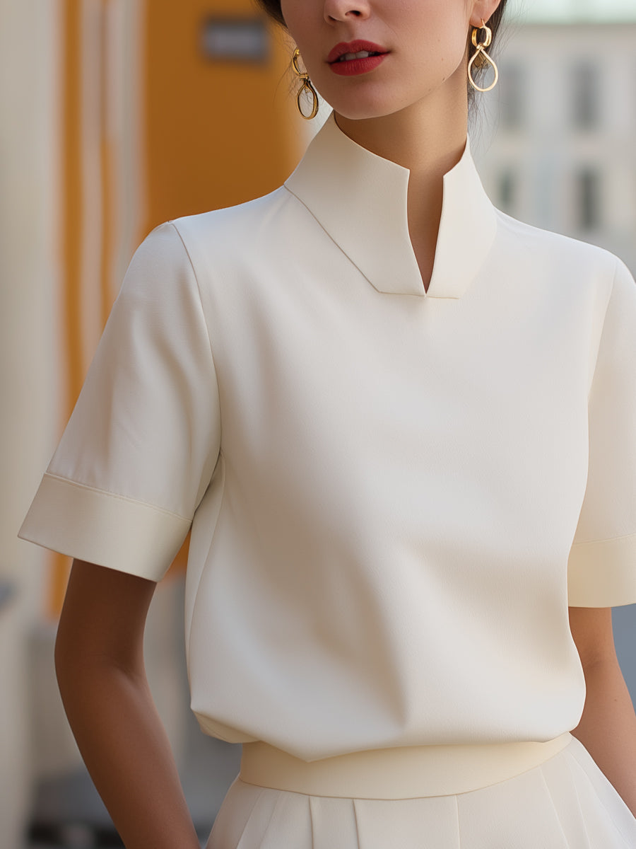 Blusa estructurada con cuello mao