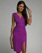 Lavenza · Vestido de escote de pico con abertura