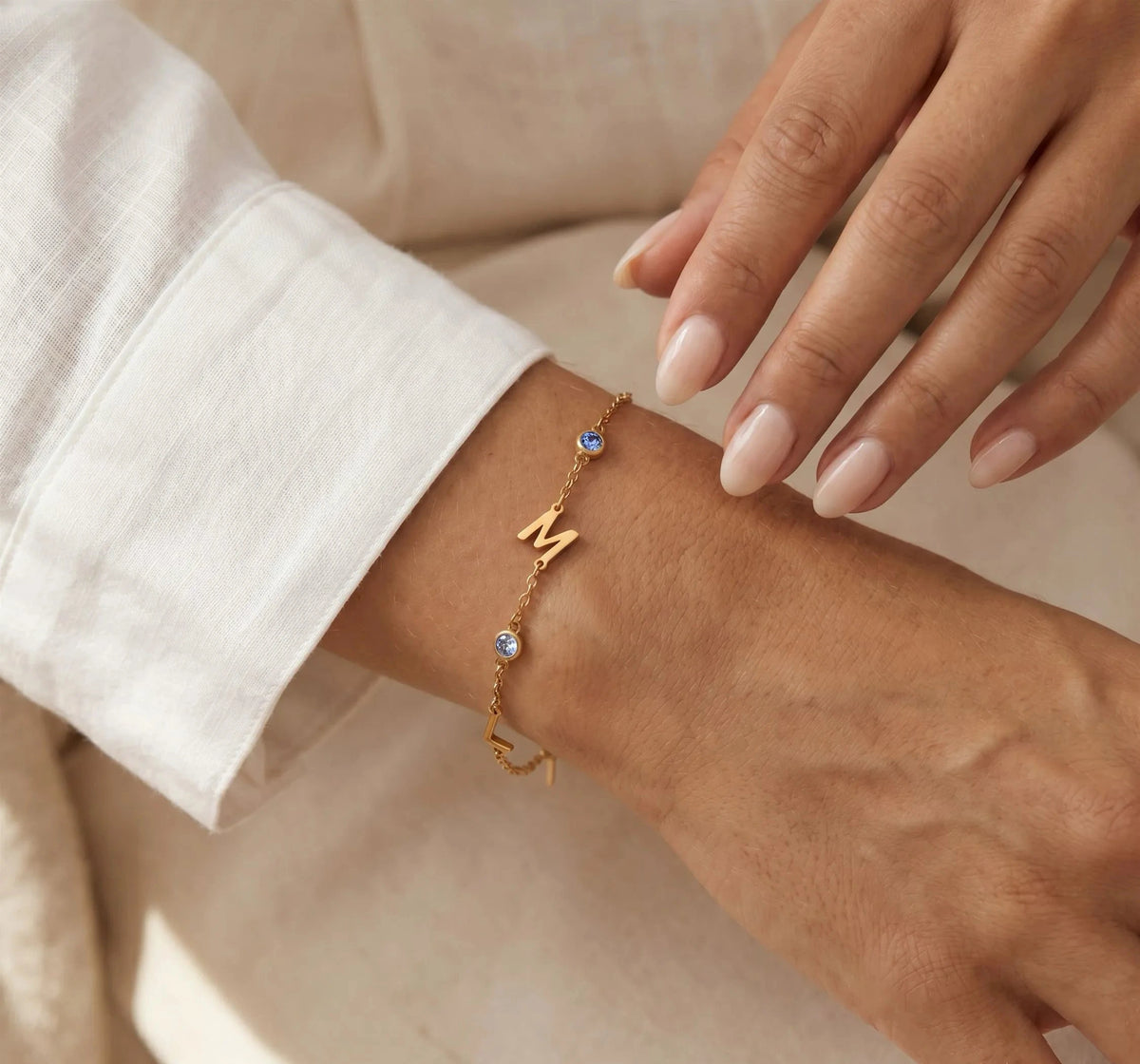 Sideways Pulsera con piedras de nacimiento