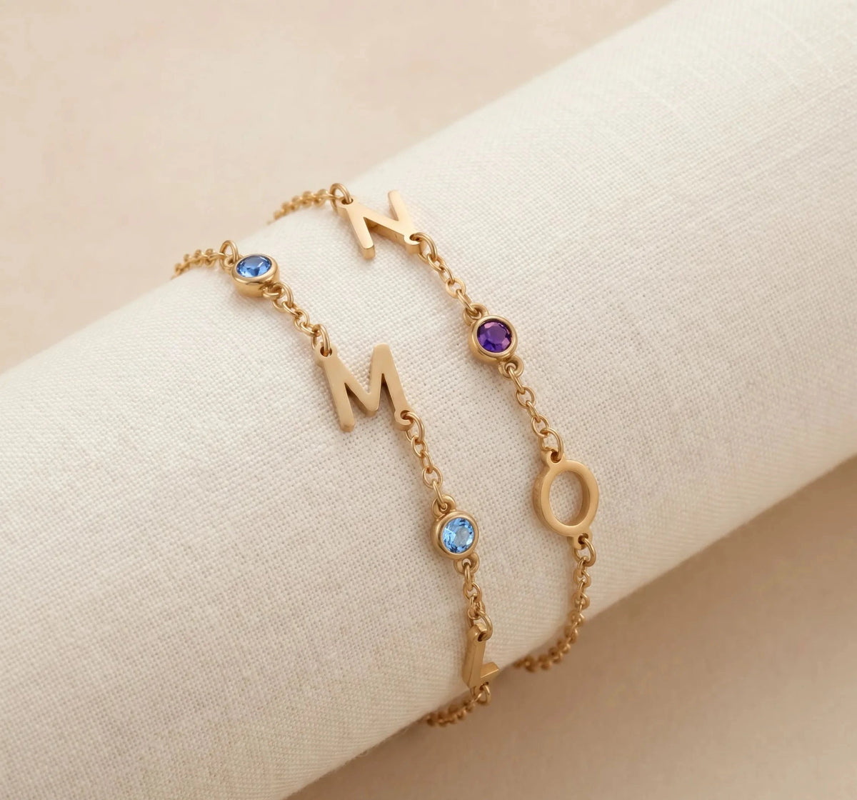 Sideways Pulsera con piedras de nacimiento