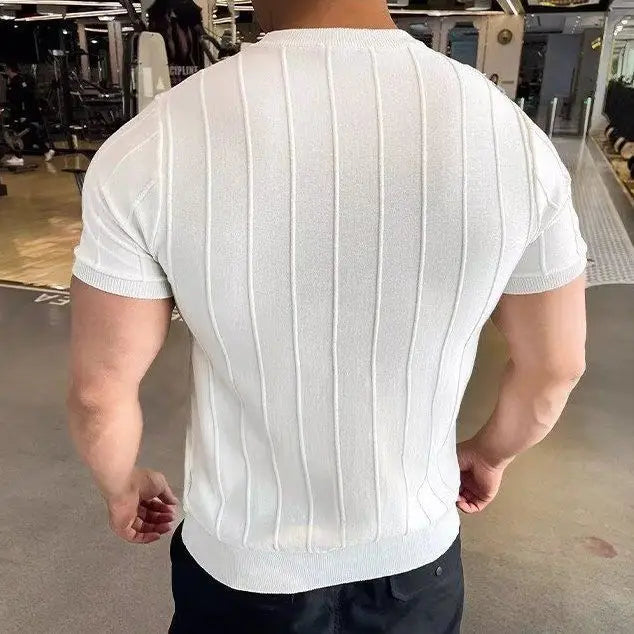 Luca · Camiseta de punto acanalado de manga corta, vista trasera en blanco