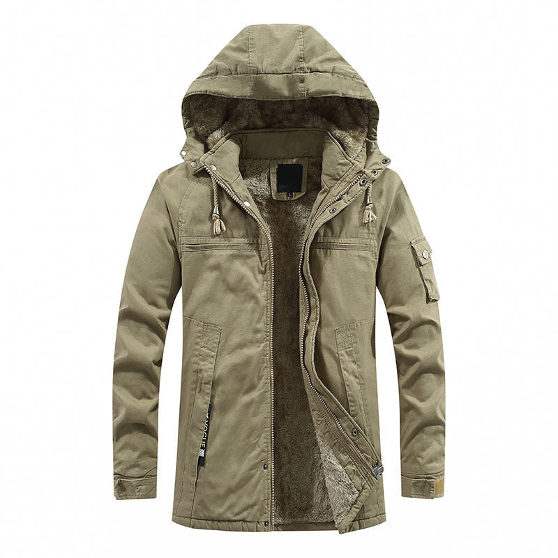 Mateo · Parka con capucha y forro suave, en caqui