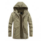 Mateo · Parka con capucha y forro suave, en caqui