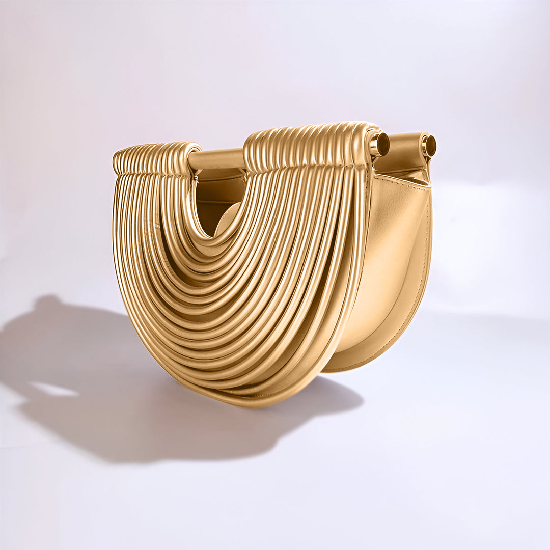 Seren · Bolso de mano semicircular con acabado metálico