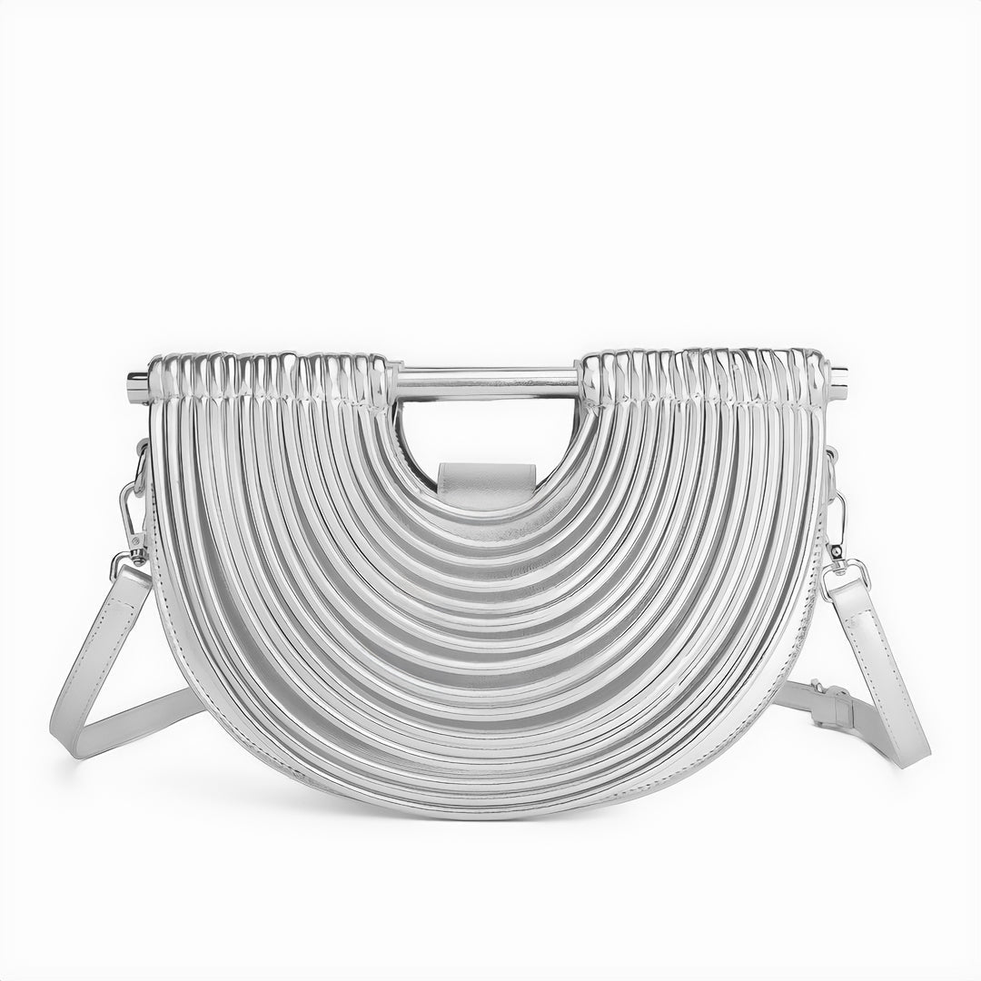 Seren · Bolso de mano semicircular con acabado metálico