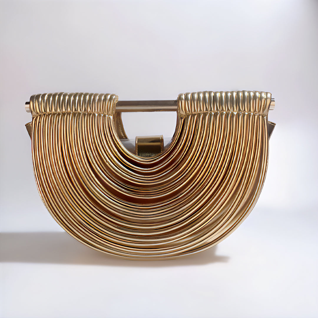 Seren · Bolso de mano semicircular con acabado metálico