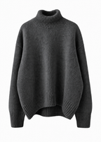 Jersey de punto de cuello alto Nara en gris oscuro