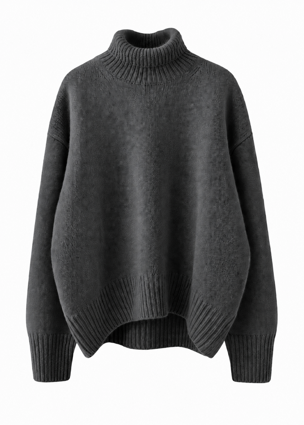 Jersey de punto de cuello alto Nara en gris oscuro