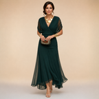 Elsa · Vestido largo con capas
