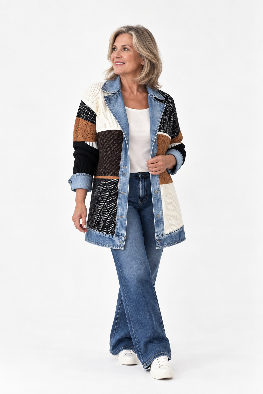 Chaqueta Liora · Punto con Detalles Denim