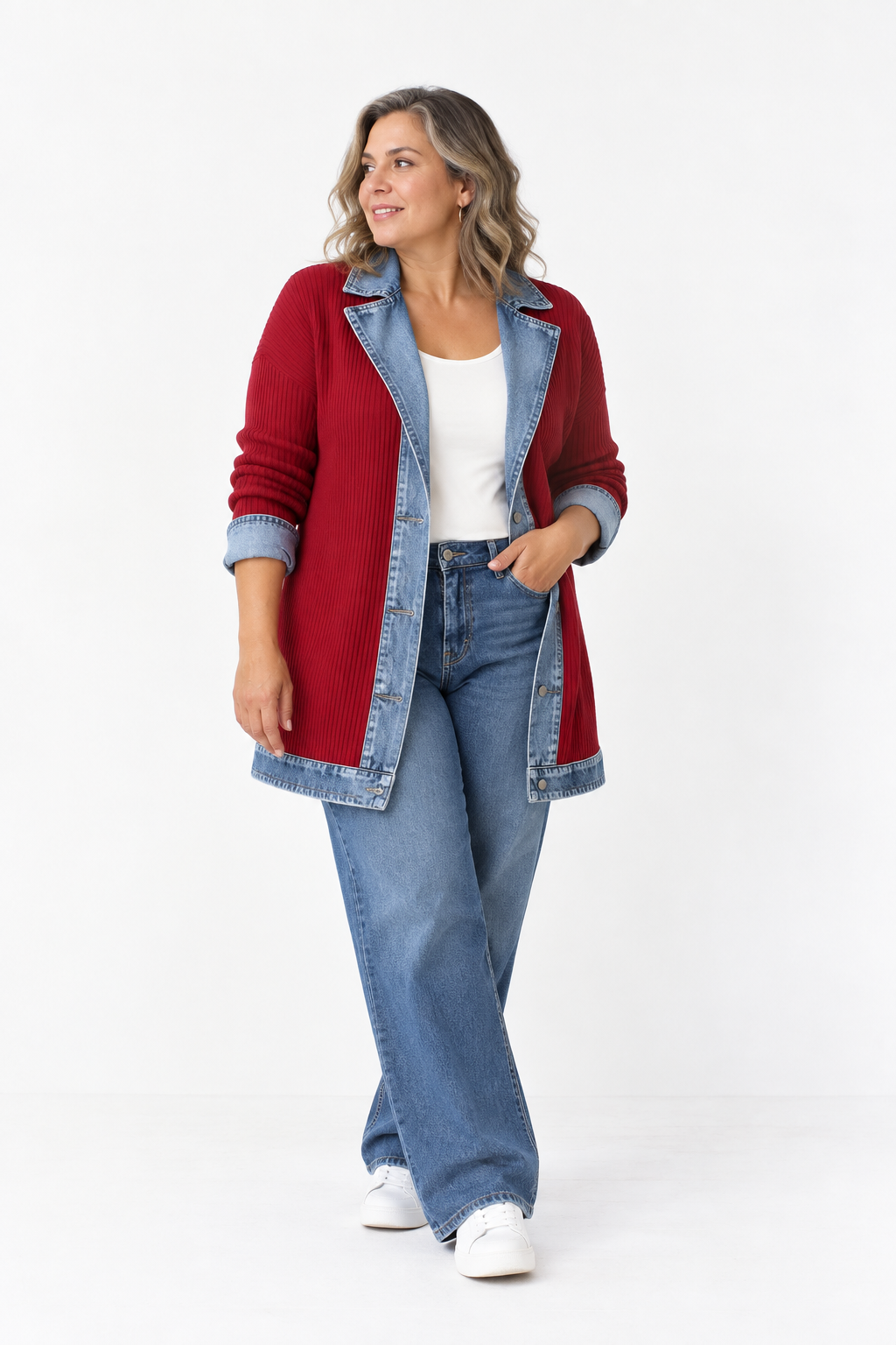 Chaqueta Liora · Punto con Detalles Denim