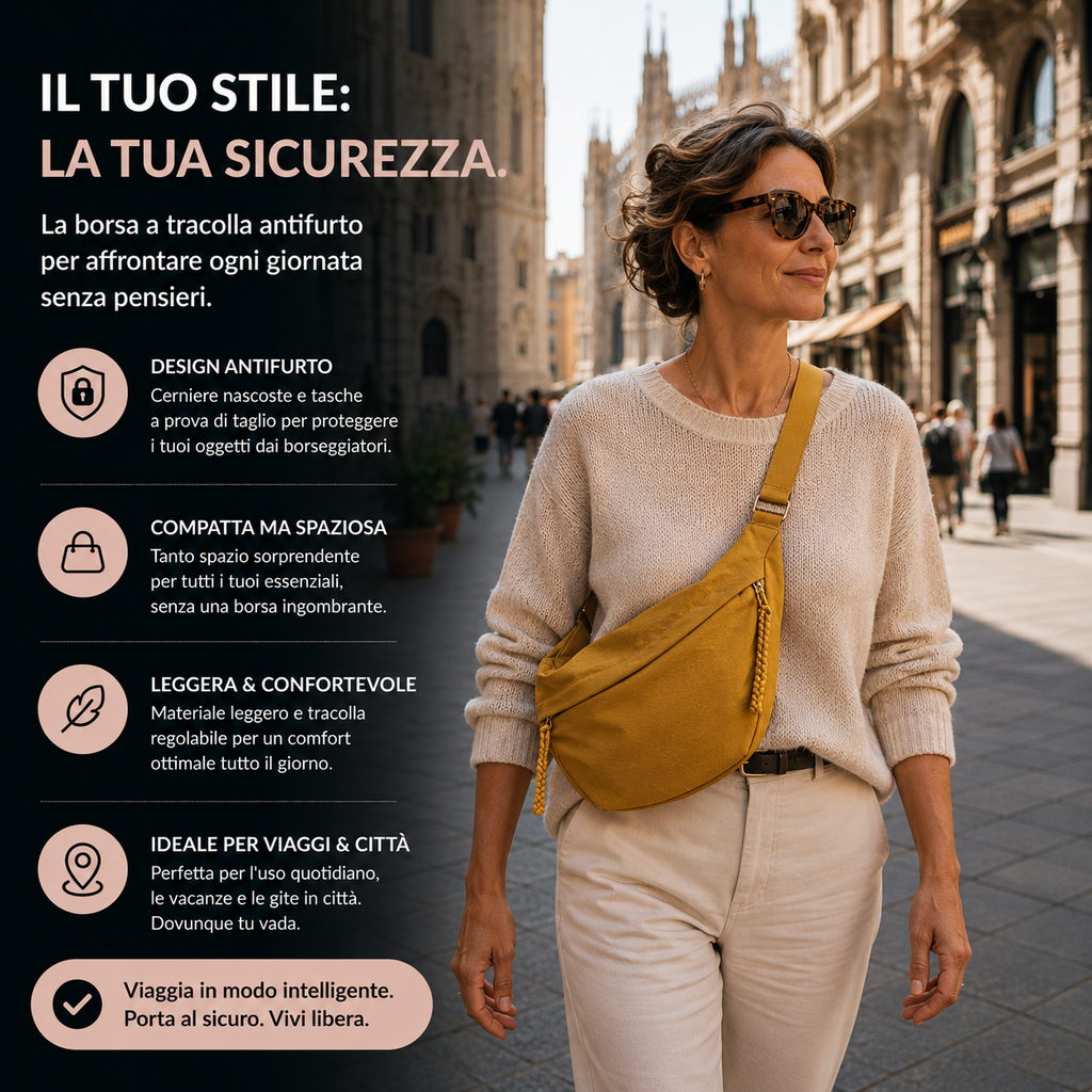 Luce · Bolso de hombro en nailon — Ocre