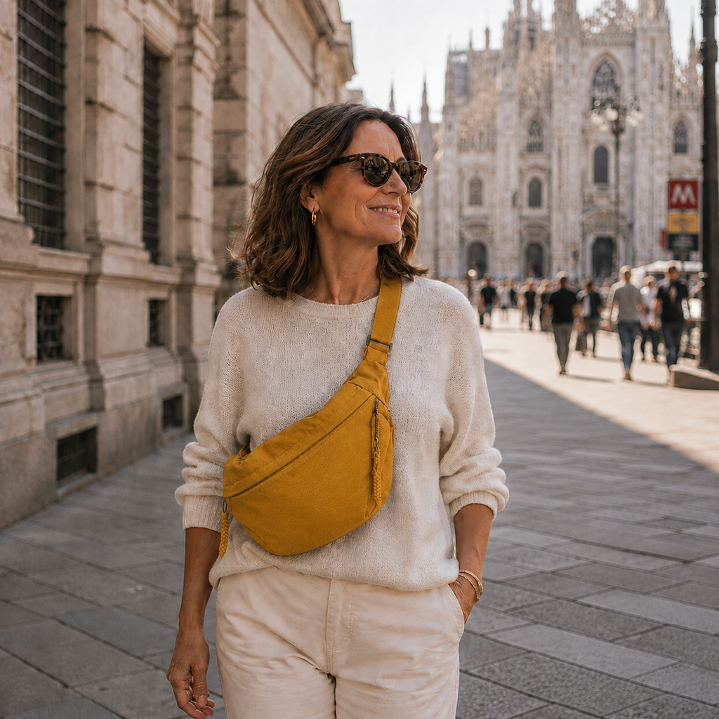 Luce · Bolso de hombro en nailon — Ocre