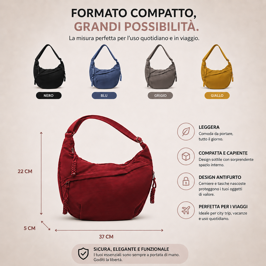 Luce · Bolso de hombro en nailon — Ocre