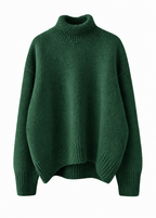 Jersey de punto de cuello alto Nara en verde