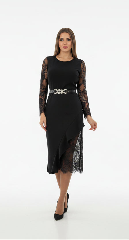 NAFISA | VESTIDO ENTALLADO DE ENCAJE