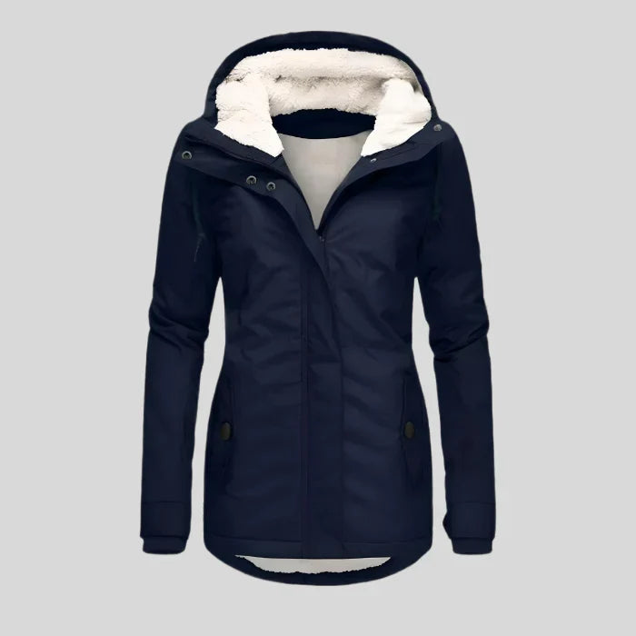 Parka de invierno con capucha Clara en azul marino
