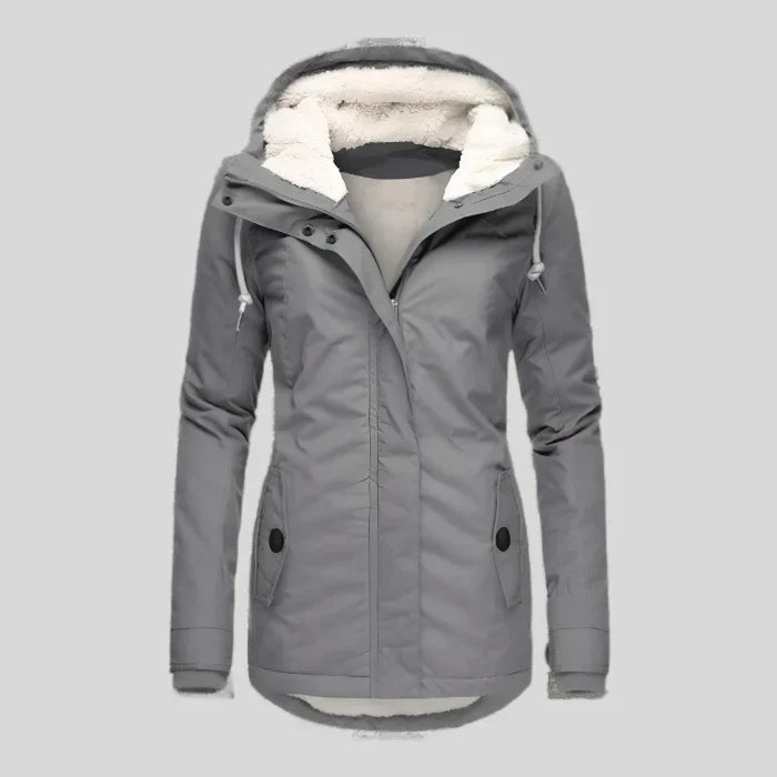 Parka de invierno con capucha Clara en gris