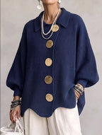Isadora · Cárdigan de punto con cuello en azul marino