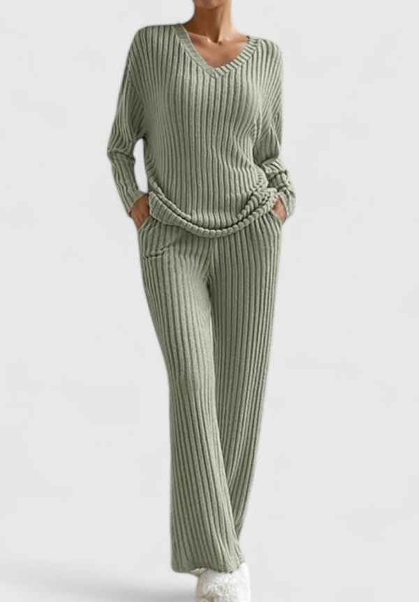 Angeline · Conjunto de canalé de pernera ancha