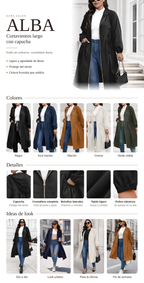 Alba · Cortavientos largo con capucha: colores, detalles e ideas de look