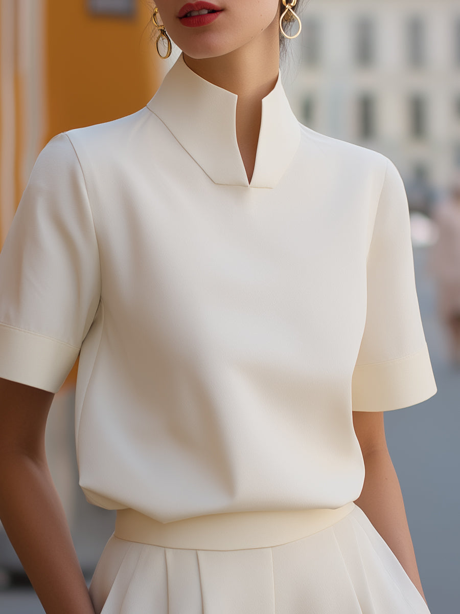 Blusa estructurada con cuello mao