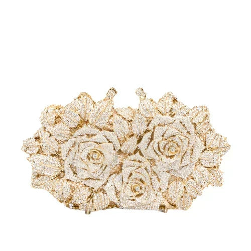 Luna Spark · Clutch con strass y nudo decorativo