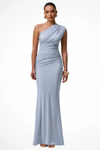 Seraphine · Vestido largo drapeado de un solo hombro