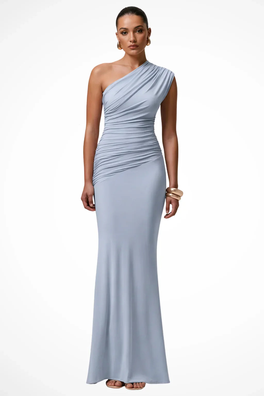 Seraphine · Vestido largo drapeado de un solo hombro