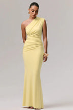 Seraphine · Vestido largo drapeado de un solo hombro
