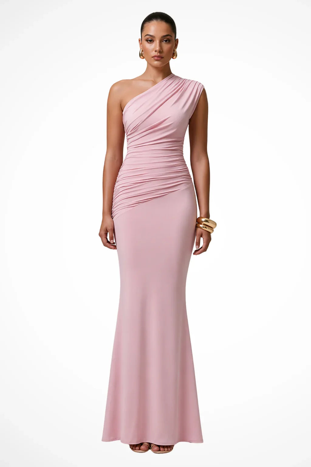 Seraphine · Vestido largo drapeado de un solo hombro