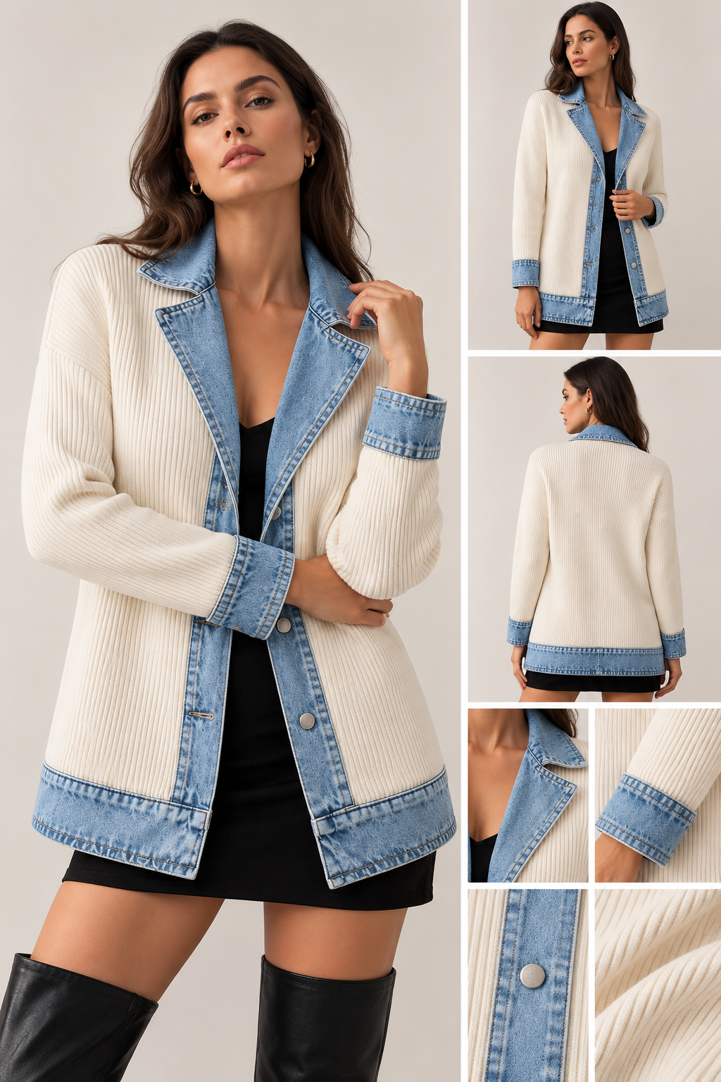 Chaqueta Liora de punto con detalles denim - vista 5