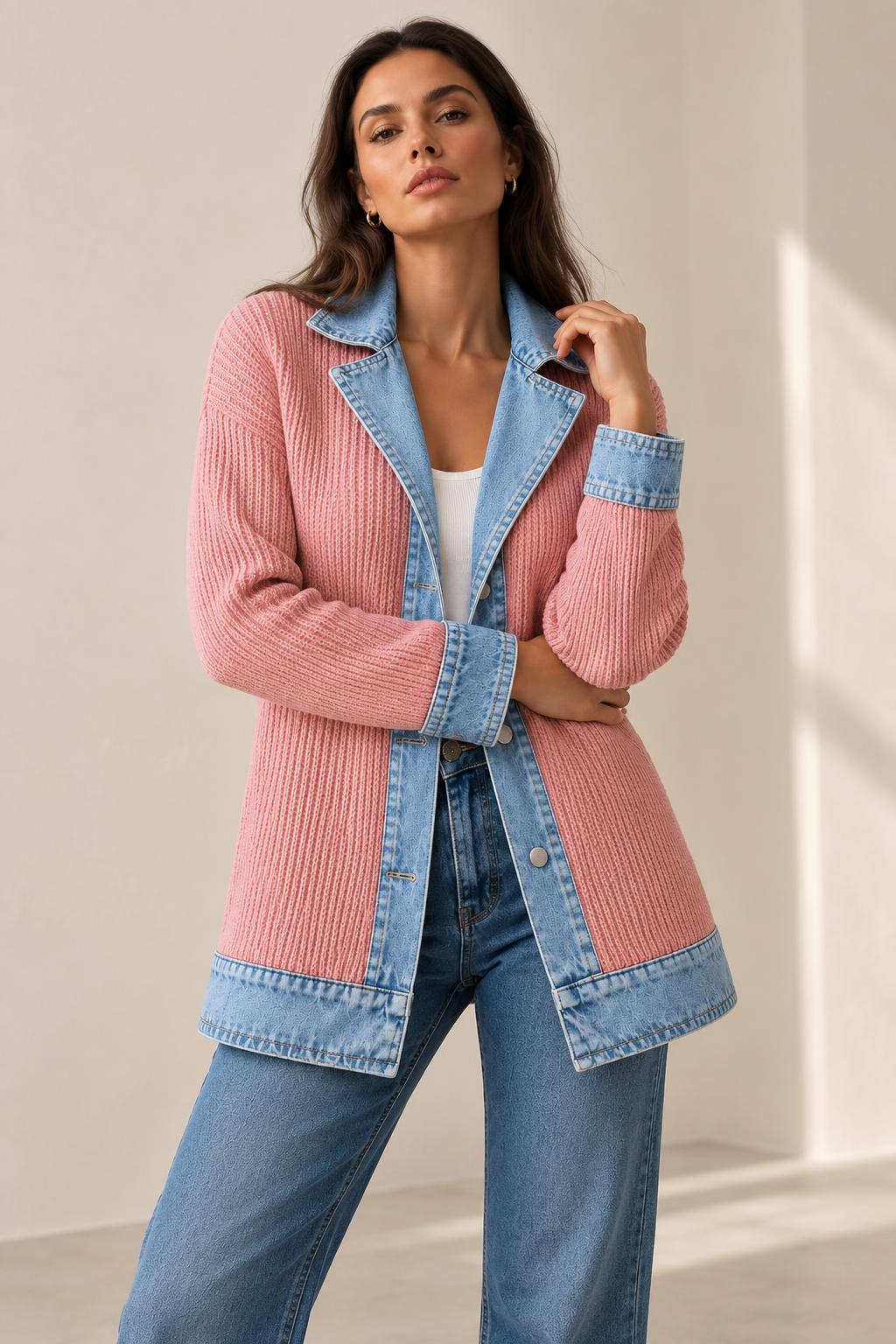 Chaqueta Liora de punto con detalles denim - vista 8