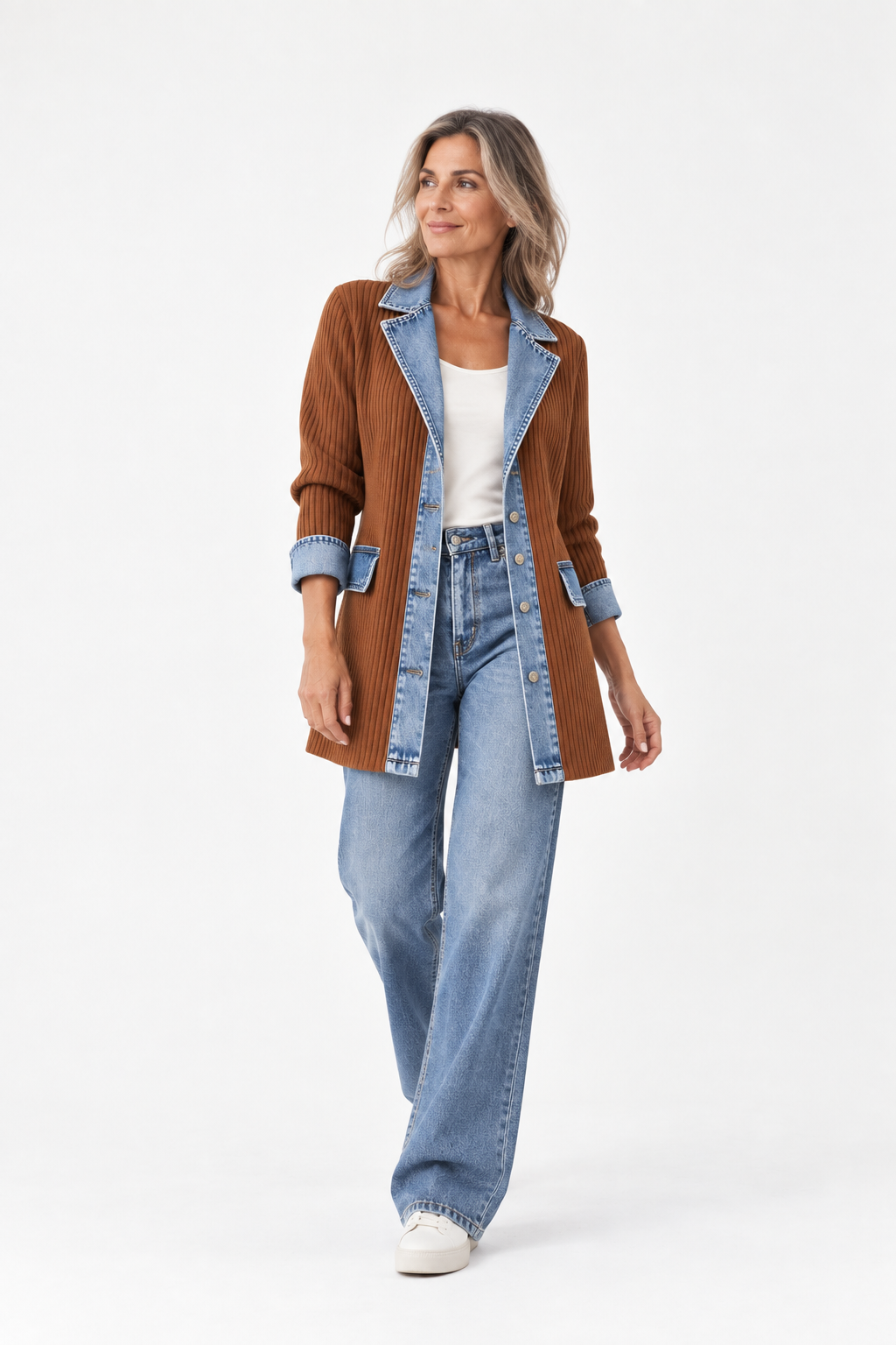 Chaqueta Liora de punto con detalles denim - vista 9