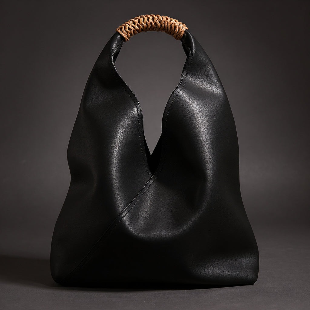 Ilaria · Bolso hobo con asa de ratán