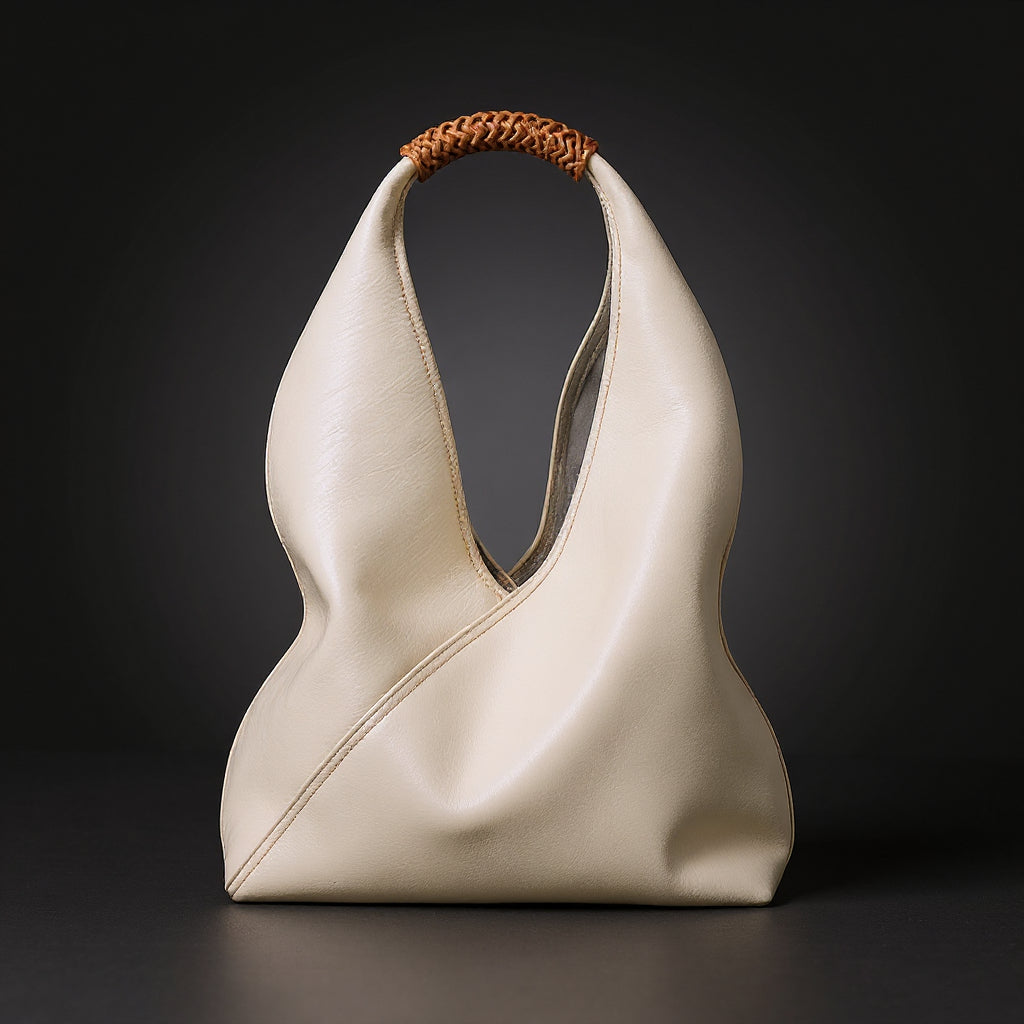 Ilaria · Bolso hobo con asa de ratán