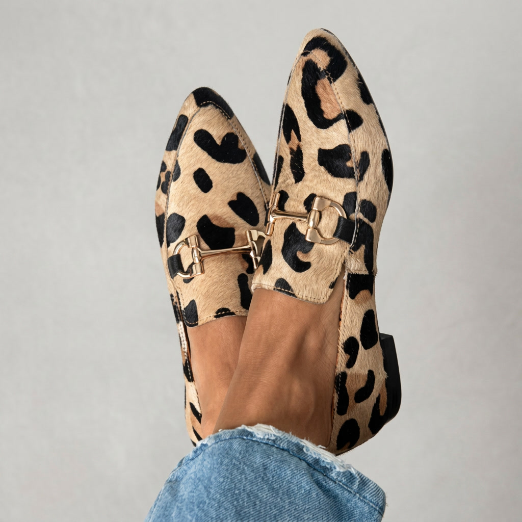 Olivia · Mocasín de leopardo con plantilla acolchada